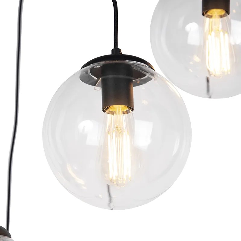Candeeiro de suspensão Art Deco preto 7 luzes - Pallon Art Deco