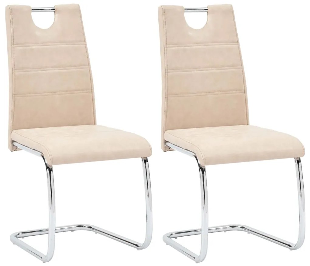 vidaXL Cadeiras de jantar 2 pcs couro artificial cor creme