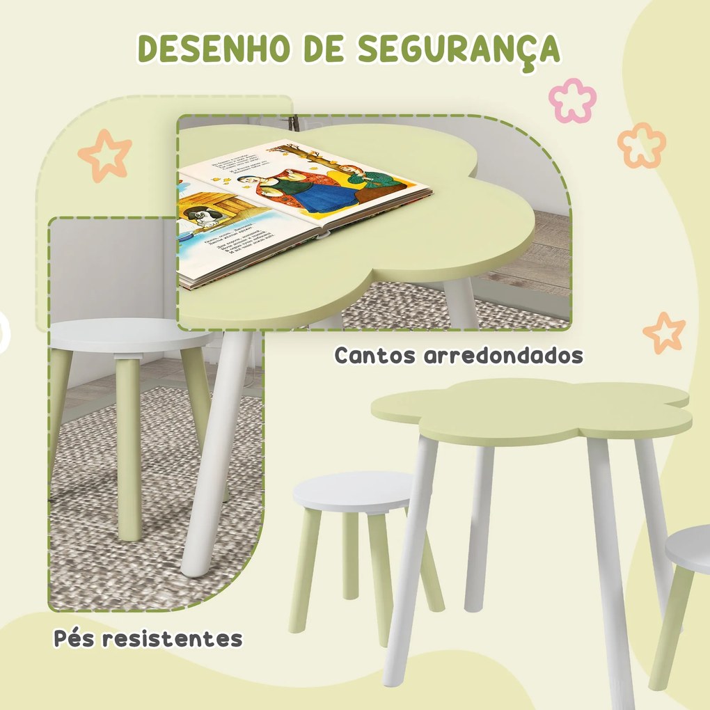 ZONEKIZ Conjunto de Mesa e 2 Cadeira para Crianças Mesa com Cadeiras p