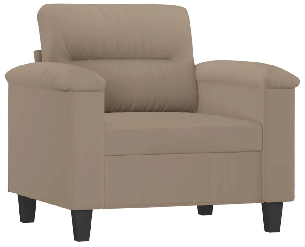 3 pcs conjunto sofás c/ almofadões microfibra cinza-acastanhado
