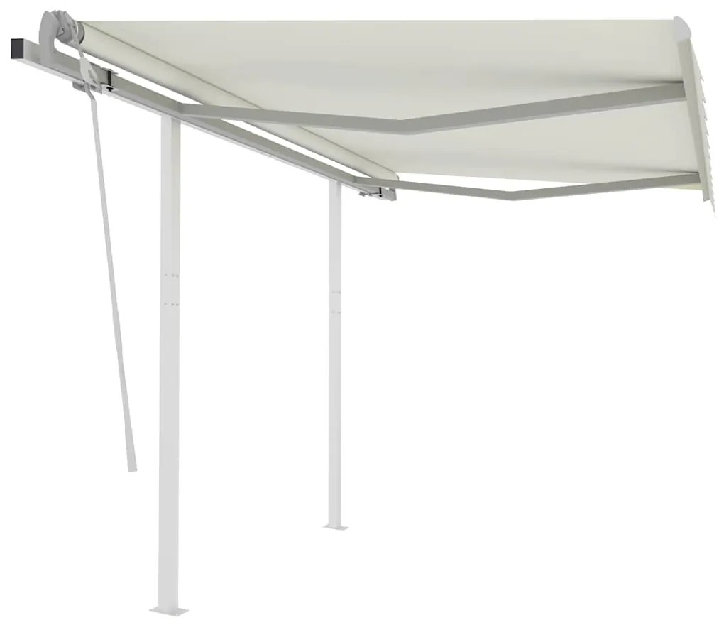 Toldo retrátil manual com postes 3x2,5 m cor creme