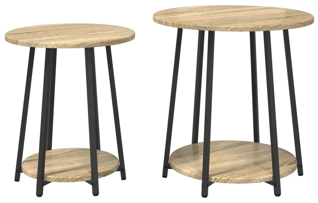 Conjunto de Mesas de Apoio 2 pcs Carvalho Sonoma em Madeira Compensada