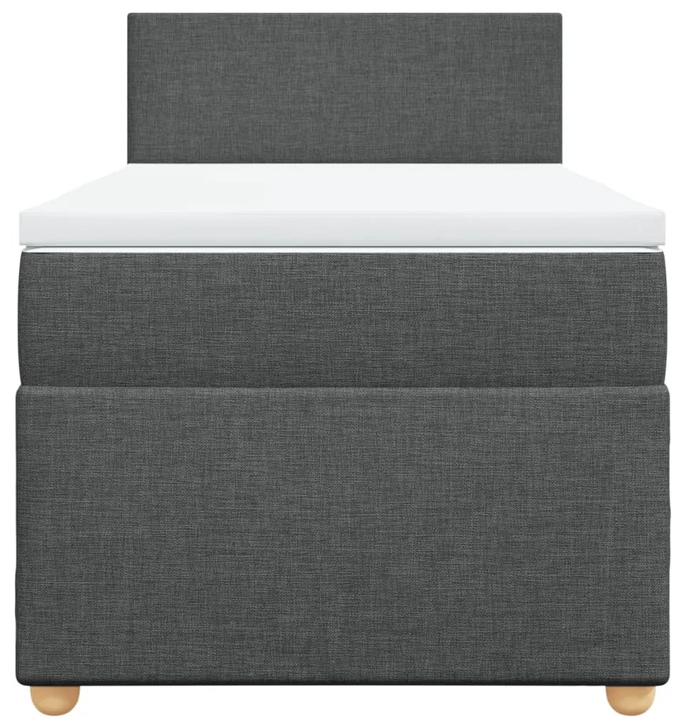 Cama com molas/colchão 90x190 cm tecido cinza-escuro