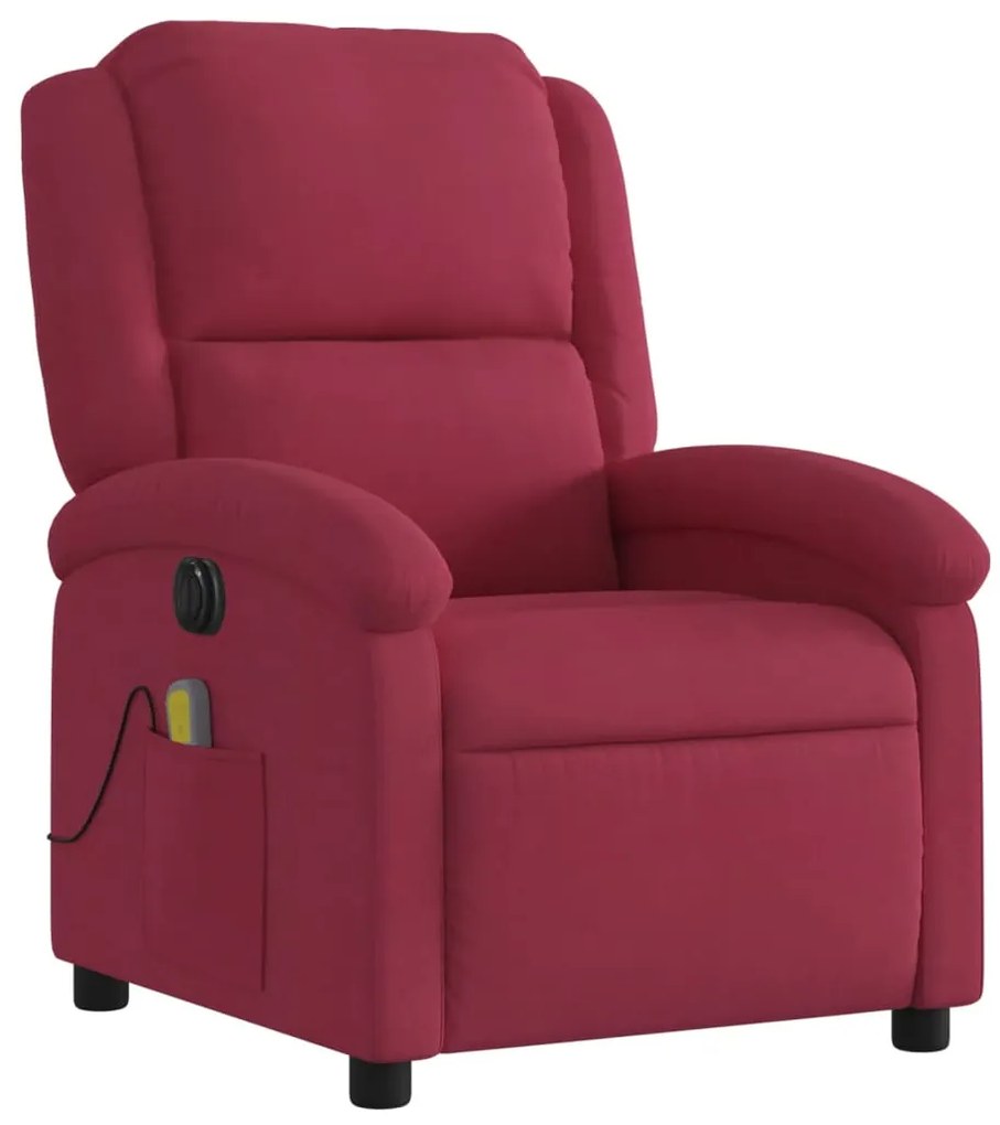 Poltrona de massagens reclinável elétrica veludo vermelho tinto