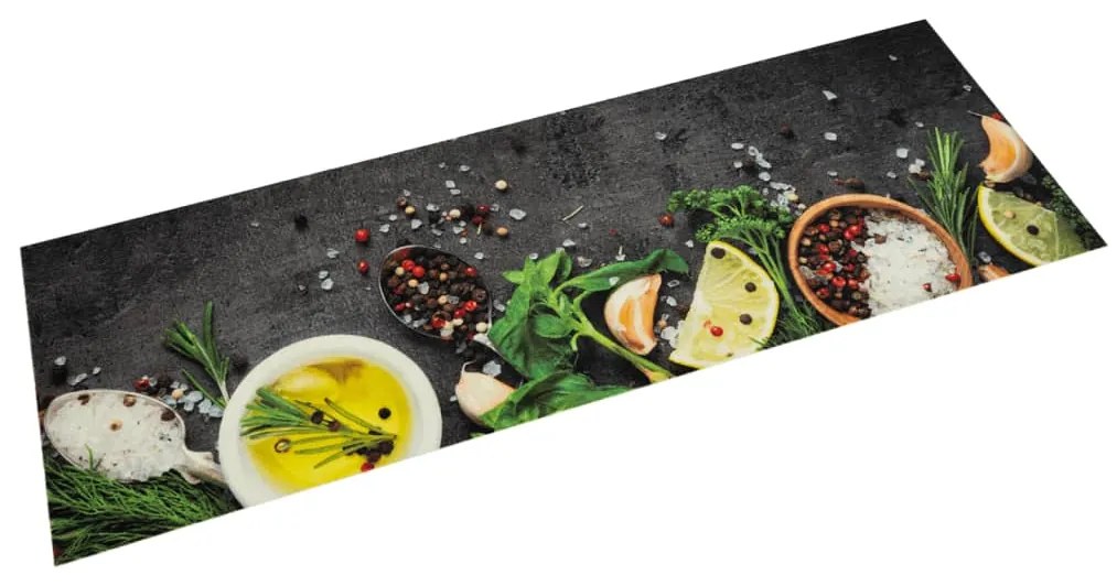 vidaXL Tapete de cozinha lavável 45x150 cm veludo padrão especiarias