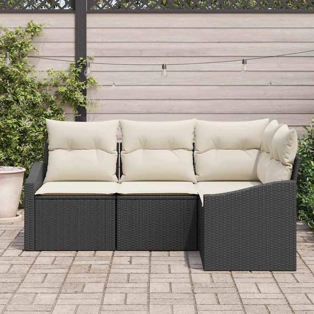 Conjunto de sofá de jardim de 4 peças com almofadas em Rattan poliéste