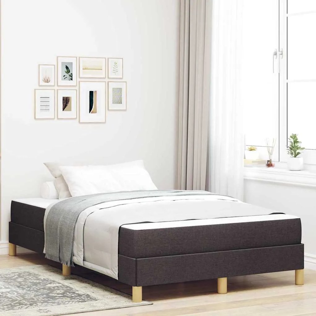 vidaXL Cama Box Castanho 120 x 200 cm Tecido, Madeira de Engenharia