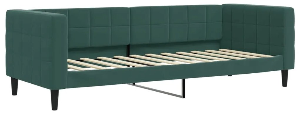 Sofá-cama com colchão 80x200 cm veludo verde-escuro