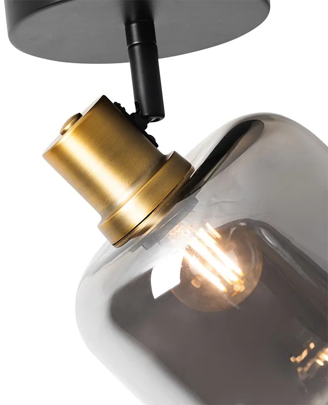 Foco de teto design preto com dourado e vidro fumê - Zuzanna Design