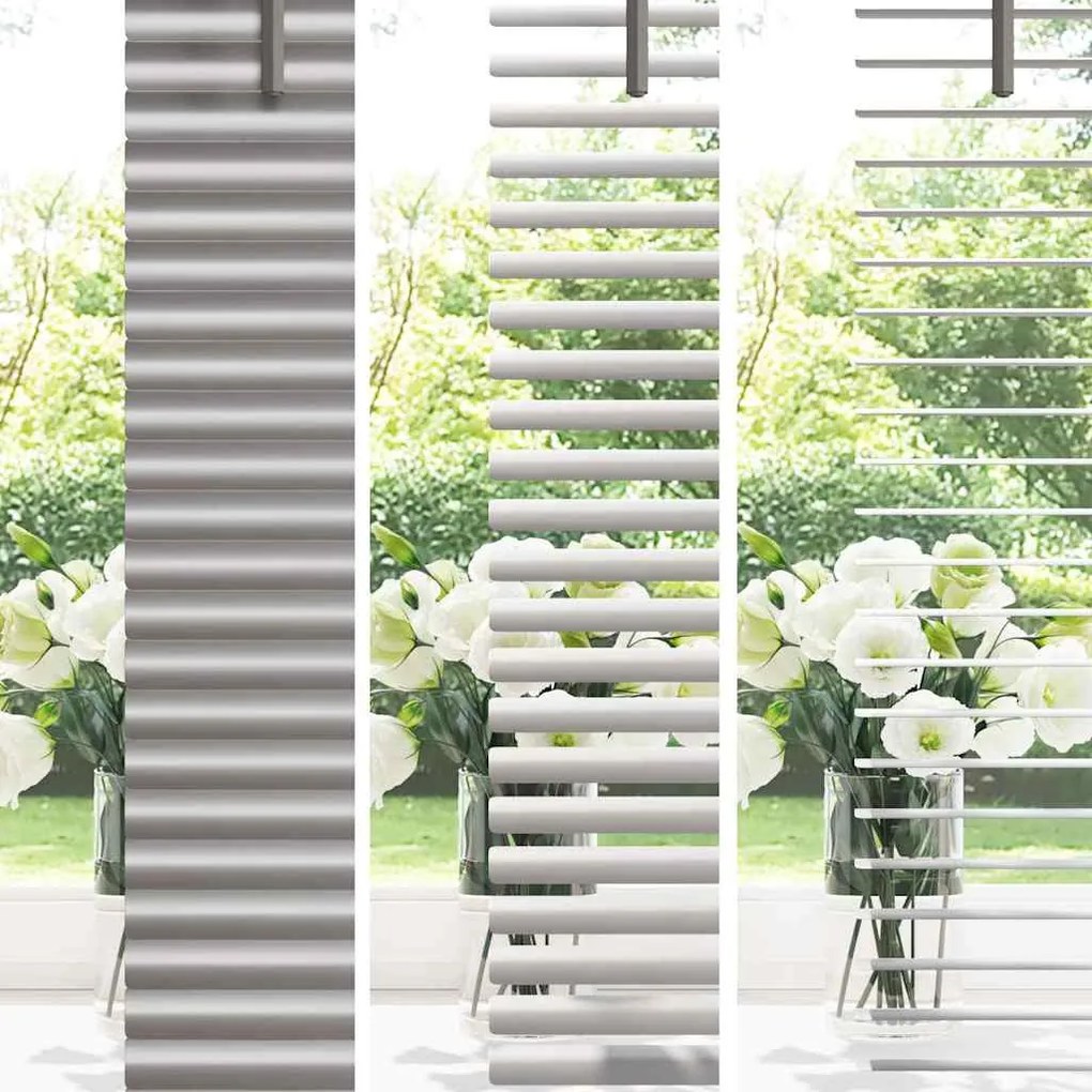 Persiana de Janela com cortinas Manual Prata 105 x 130 cm Alumínio
