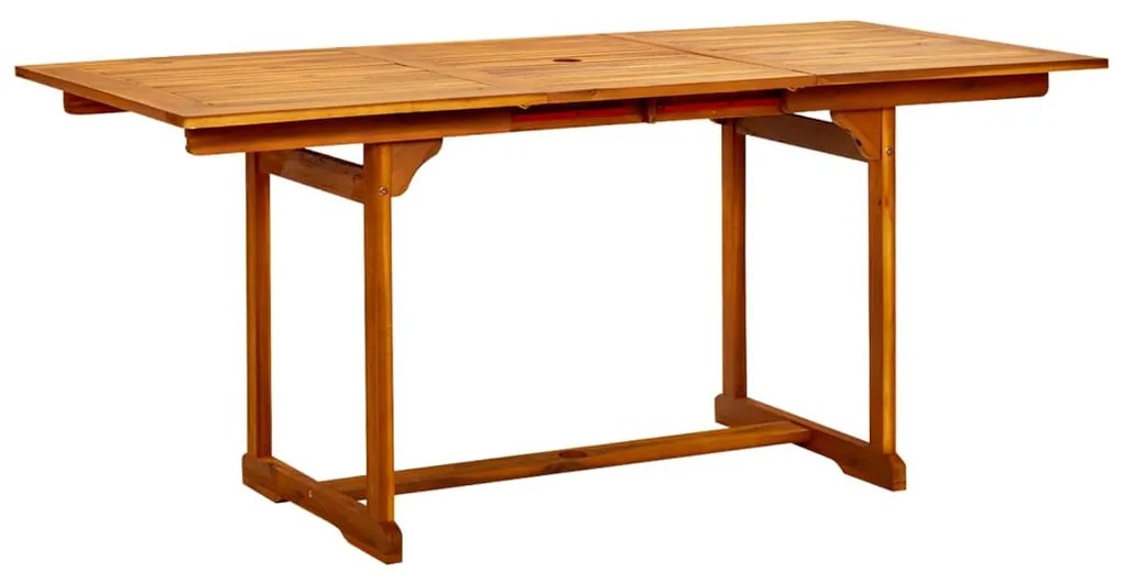Mesa de jantar p/ jardim (120-170)x80x75 cm acácia maciça
