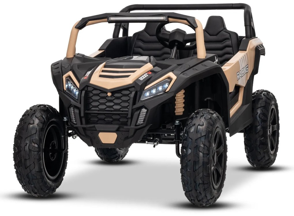 Carro elétrico para crianças UTV XXL 24V 2 Lugares em couro, travão de discos, luzes LED, rodas de borracha insufláveis com suspensão traseira, leitor