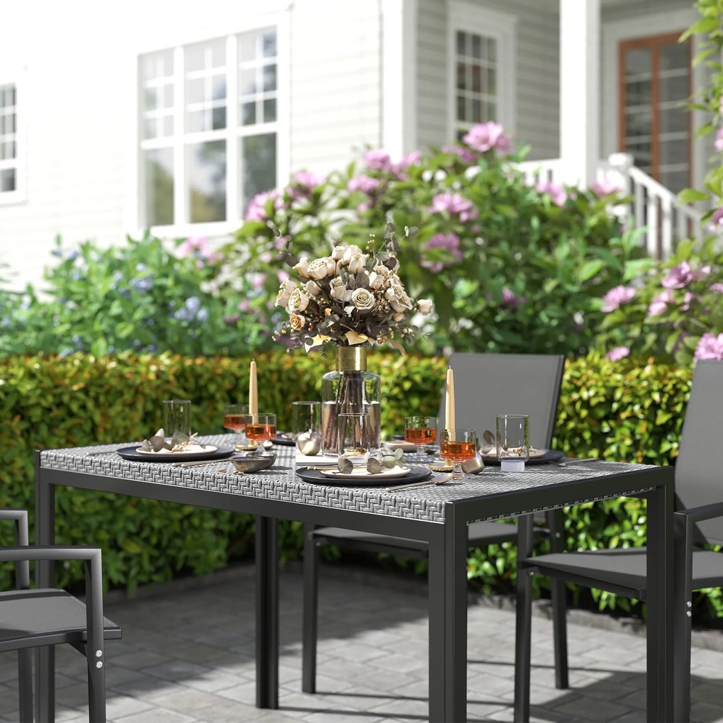 Mesa de Refeição para Jardim em Vime Sintético Mesa de Exterior com Es
