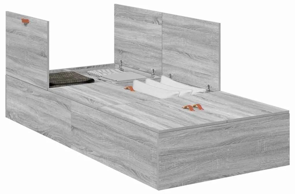 Cama de Armazenamento Cinza Sonoma 100x200 cm