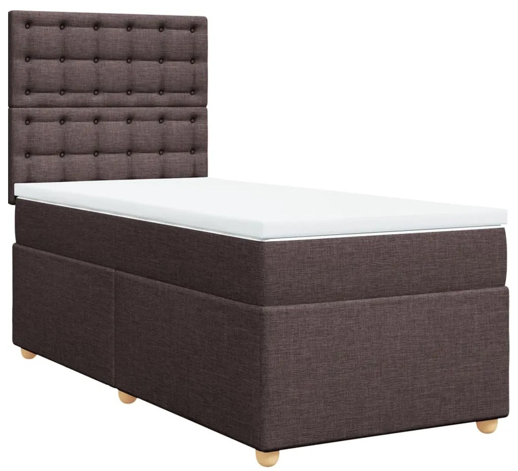 Cama com molas/colchão 90x190 cm tecido castanho-escuro