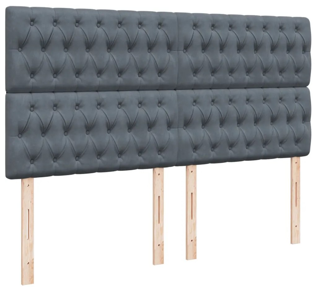 Cama com molas/colchão 180x200 cm veludo cinzento-escuro