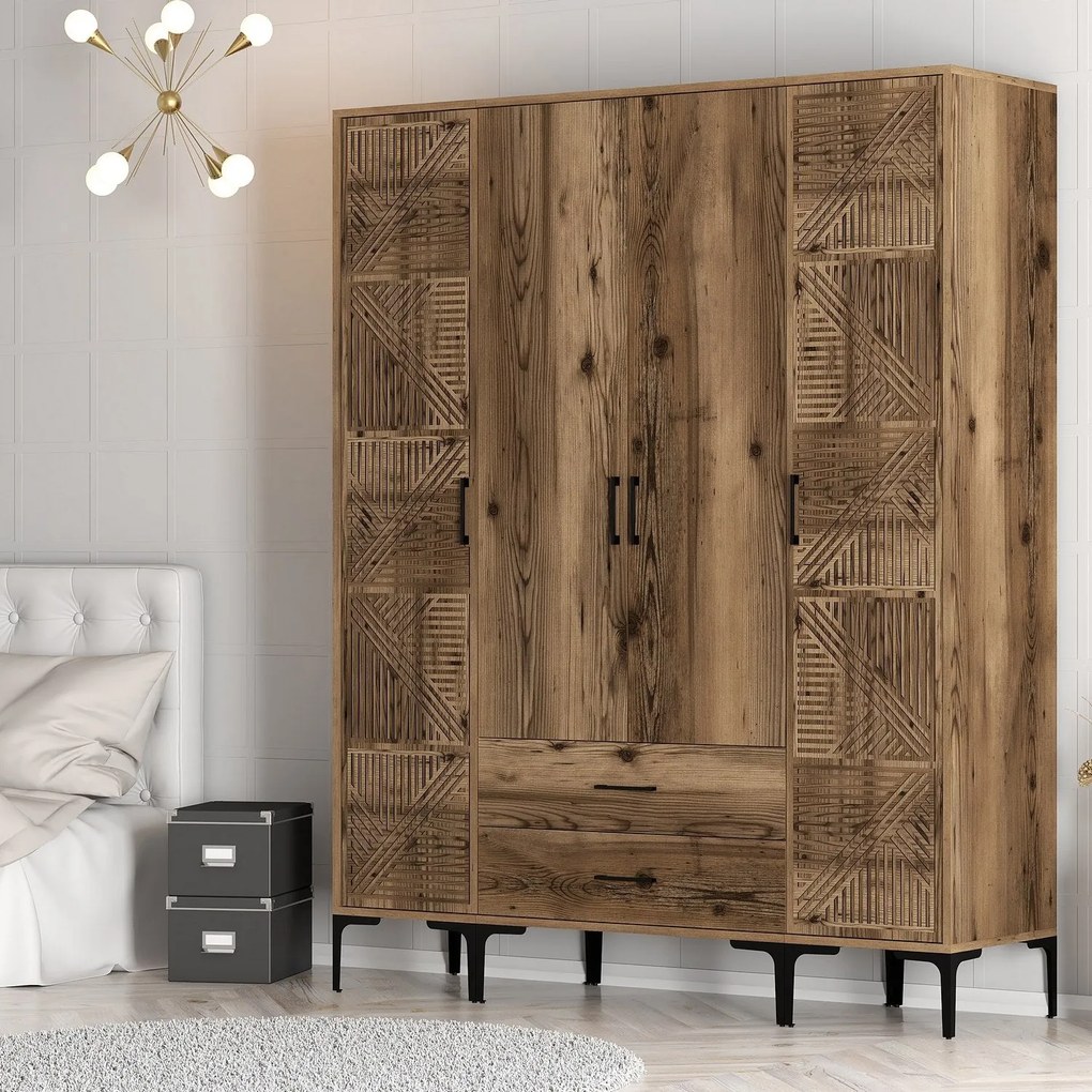 Roupeiro Kumsal PTP – Nogueira – 160x47,5x201,4 cm