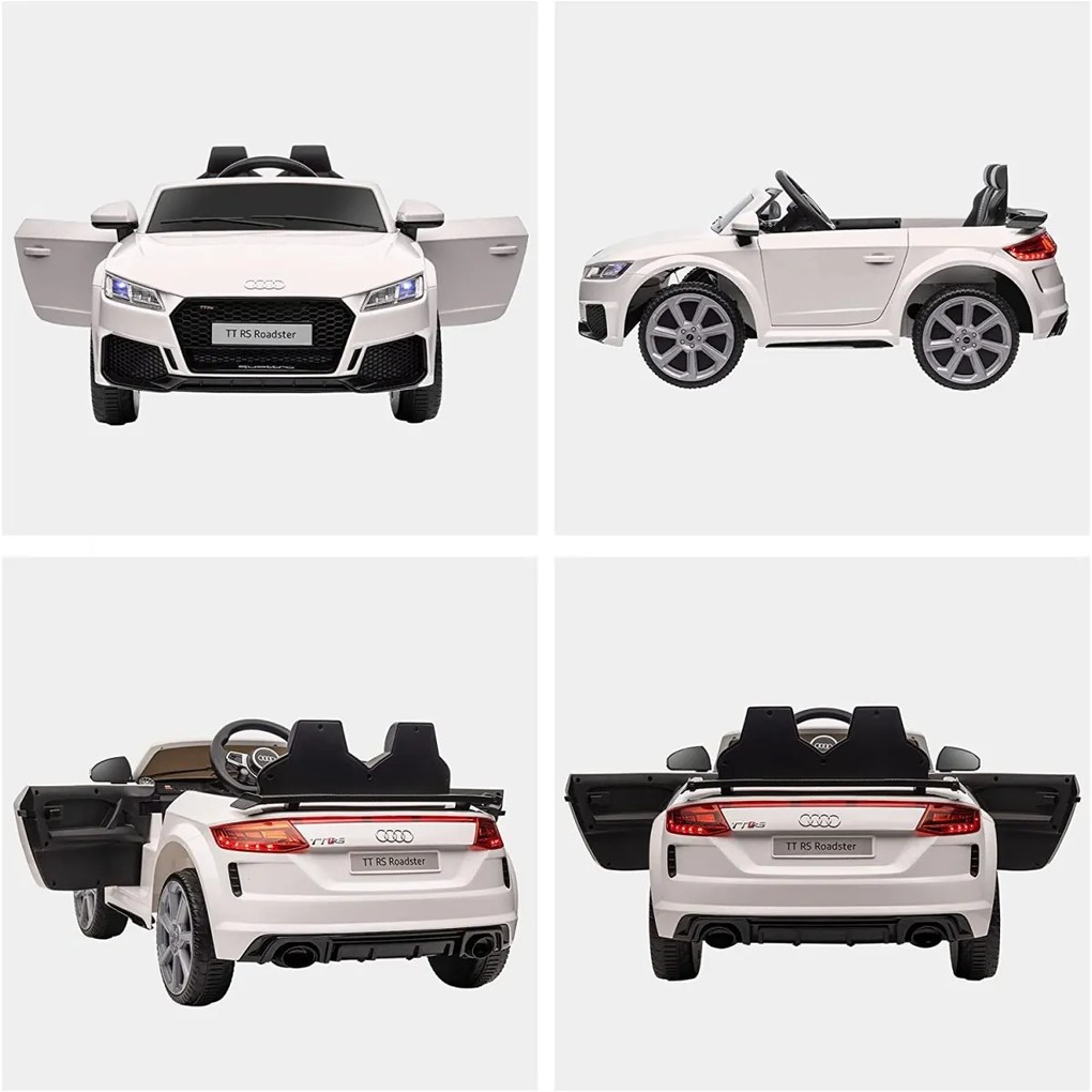 AUDI TT RS 12V PREMIUM CARRO ELÉTRICO INFANTIL 12V BANCO EM COURO E BORRACHA BRANCO