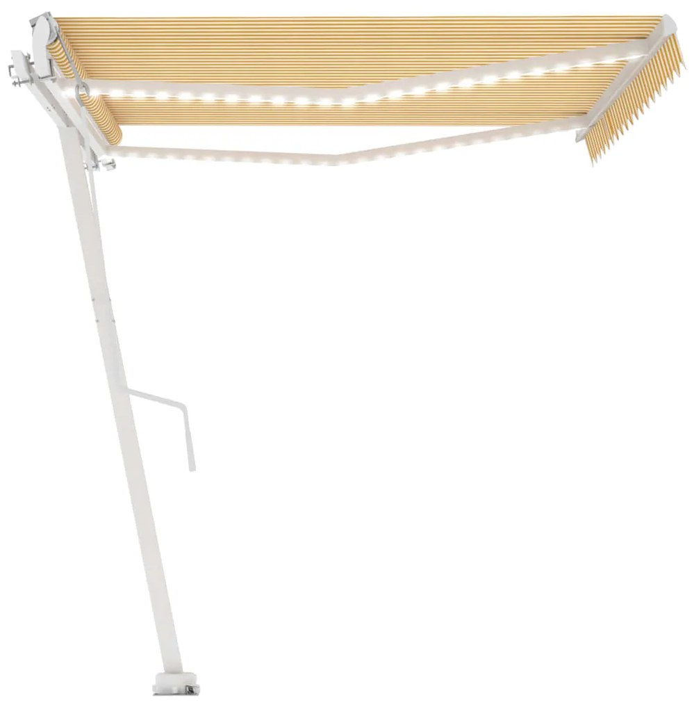 Toldo automático LED e sensor de vento 400x350cm amarelo/branco