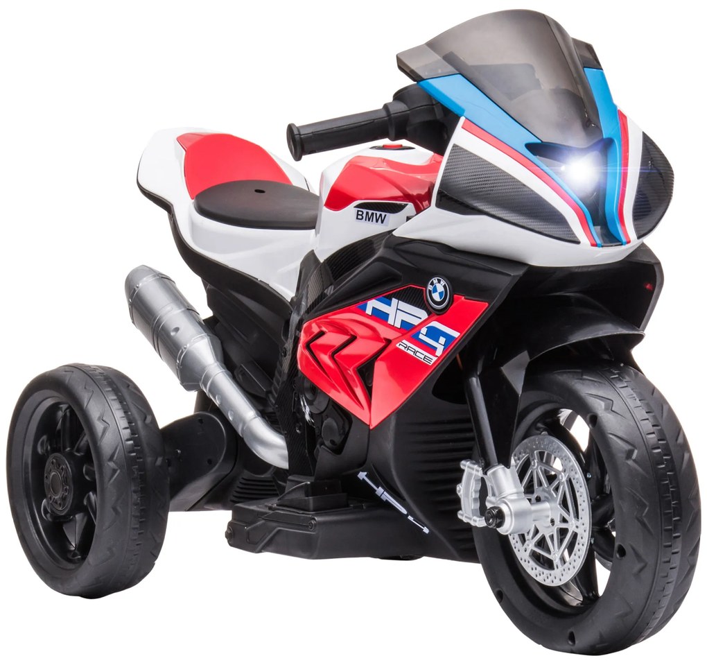 HOMCOM Mota Elétrica Infantil BMW HP4 pcom Música USB Velocidade 2,5km/h Avance e Retrocesso 82,5x42x54cm Vermelha | Aosom Portugal