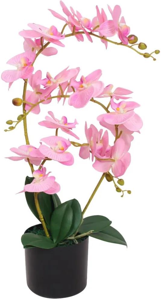 Planta orquídea artificial com vaso 65 cm rosa