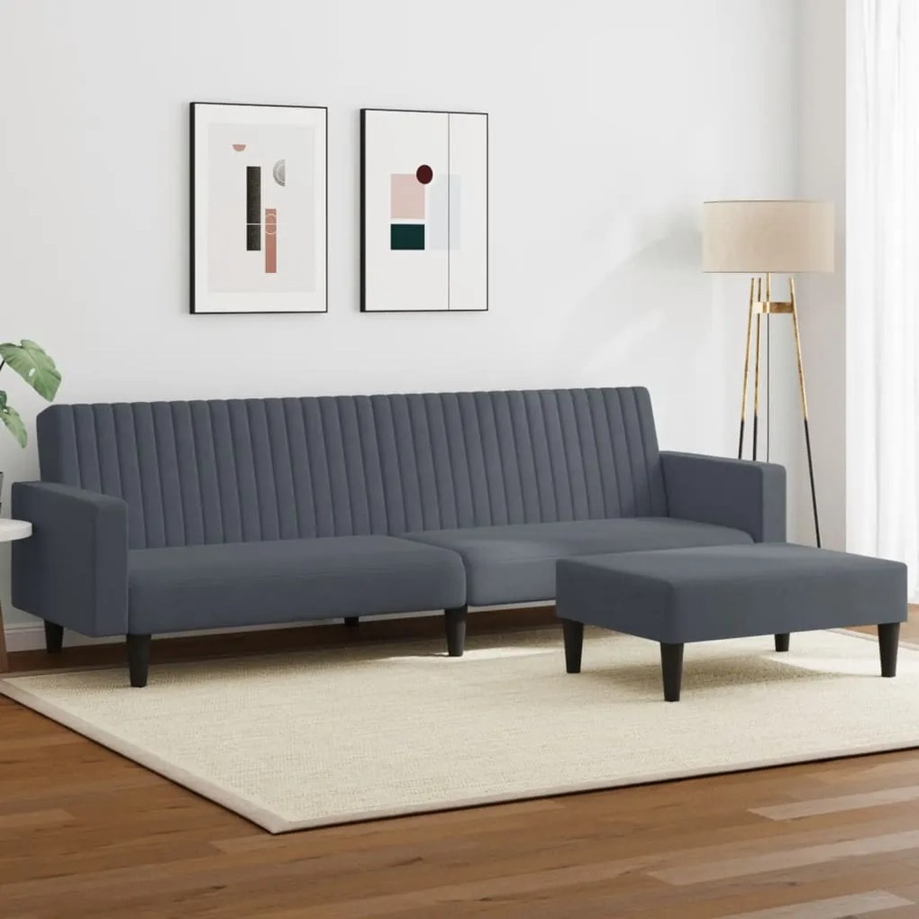 2 pcs conjunto de sofás veludo cinzento-escuro