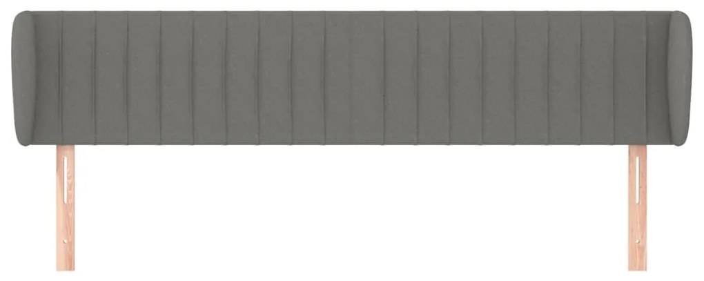 Cabeceira de cama c/ abas tecido 203x23x78/88cm cinzento-escuro
