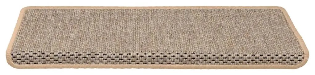Tapetes escada adesivos aspeto sisal 15pcs 65x21x4cm bege-claro