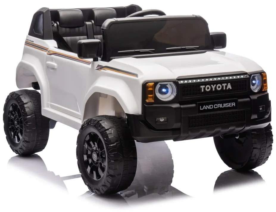 Carro elétrico para Crianças Toyota Land Cruiser PRADO 12V 4x4 Rodas Espuma EVA, assento couro ecológico Branco