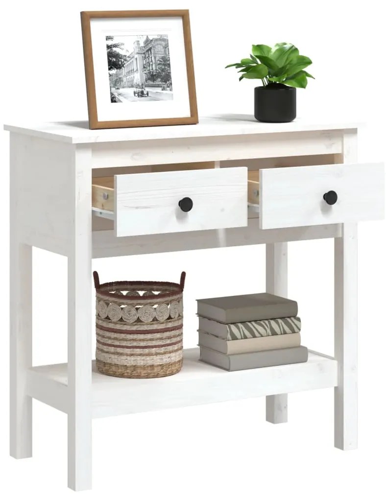 Mesa consola 75x35x75 cm pinho maciço branco
