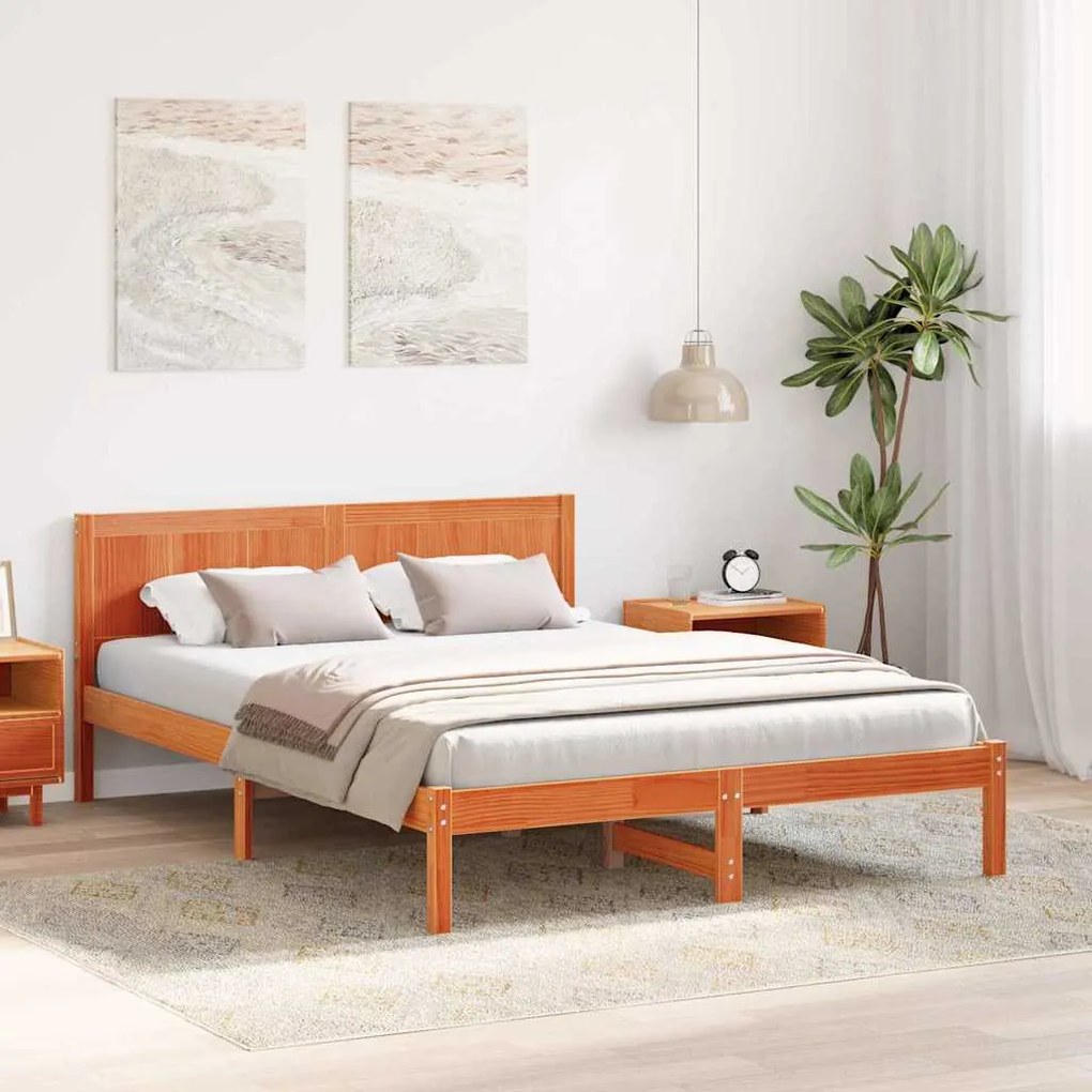 Estrutura de Cama Castanha Encerada Castanha Encerada