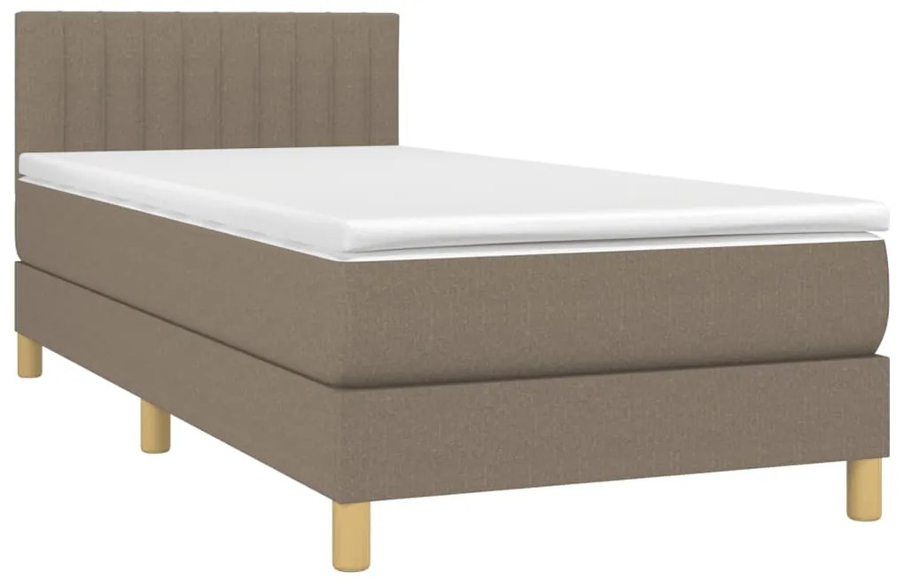 Cama box spring + colchão/LED 90x190cm tecido cinza-acastanhado