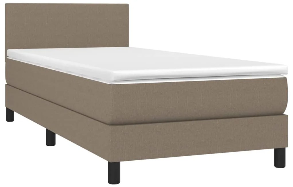 Cama box spring + colchão/LED 90x190cm tecido cinza-acastanhado