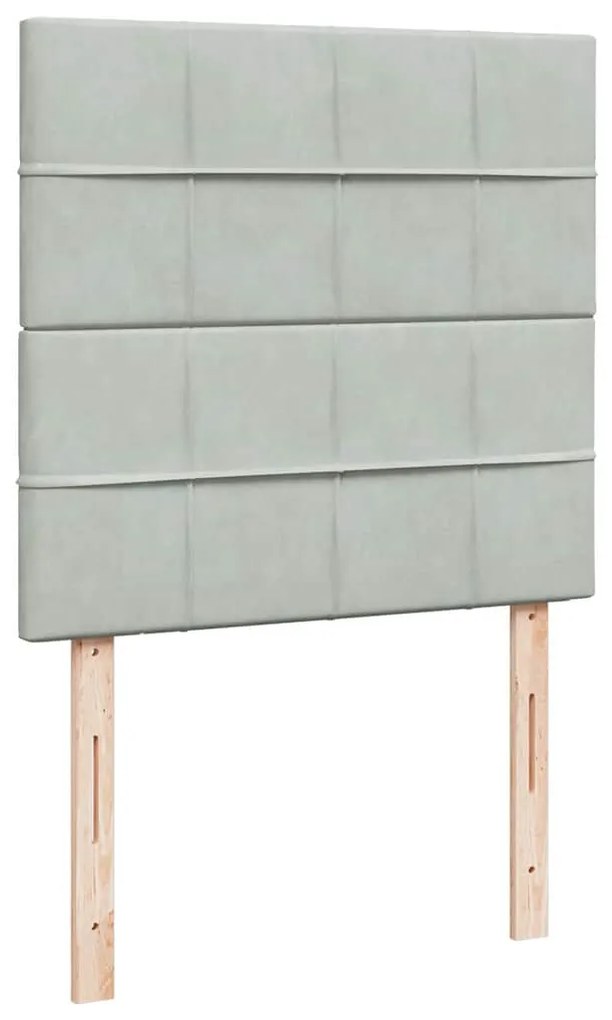 Cama com molas/colchão 90x200 cm veludo cinza-claro