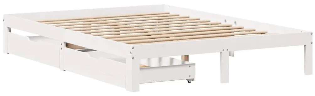 Estrutura de cama c/ gavetas 120x200 cm pinho maciço branco
