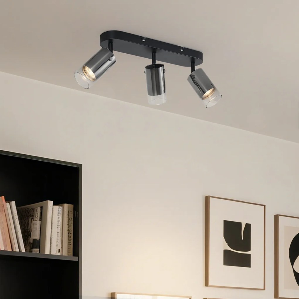 Foco de teto moderno cor de bronze 3 luzes giratório e ajustável - Drain