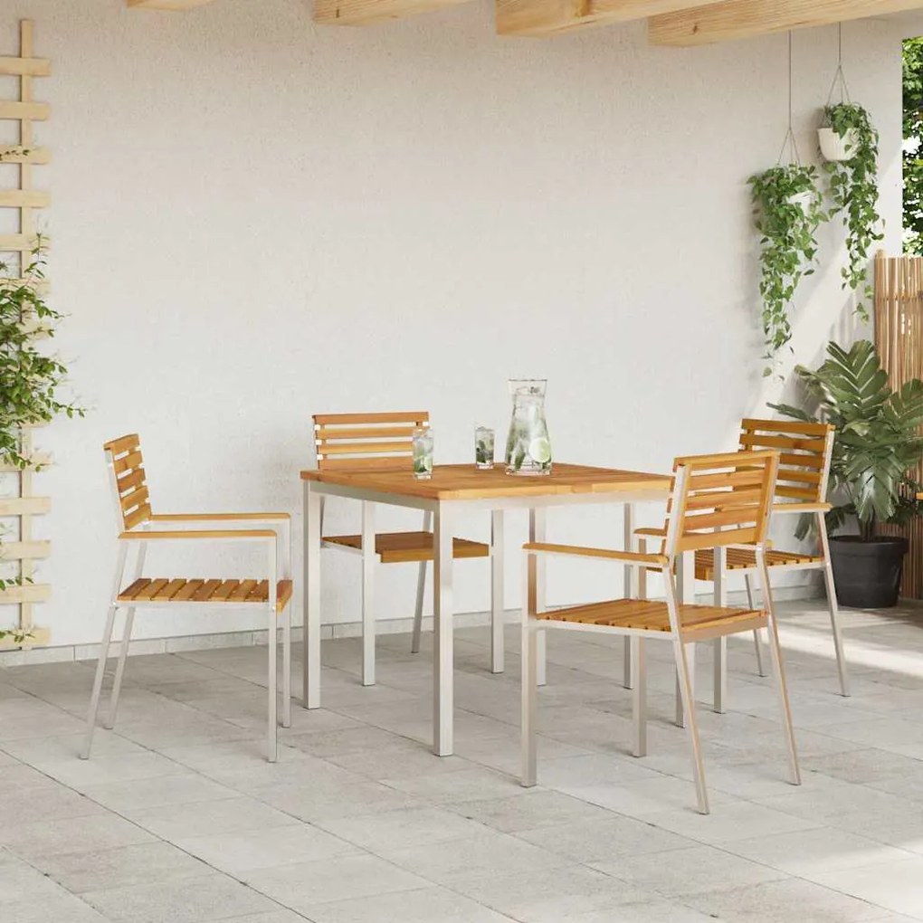Mesa de Jantar Externa 90x90x74.5 cm Madeira Sólida de Acácia