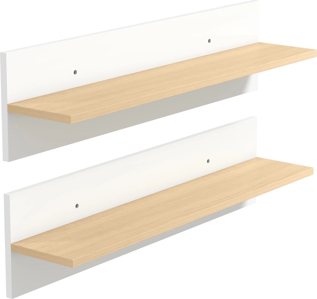 HOMCOM Conjunto de 2 prateleiras de parede de 80 cm, prateleiras flutuantes para sala, entrada, quarto e cozinha, branco e madeira natural | Aosom Portugal