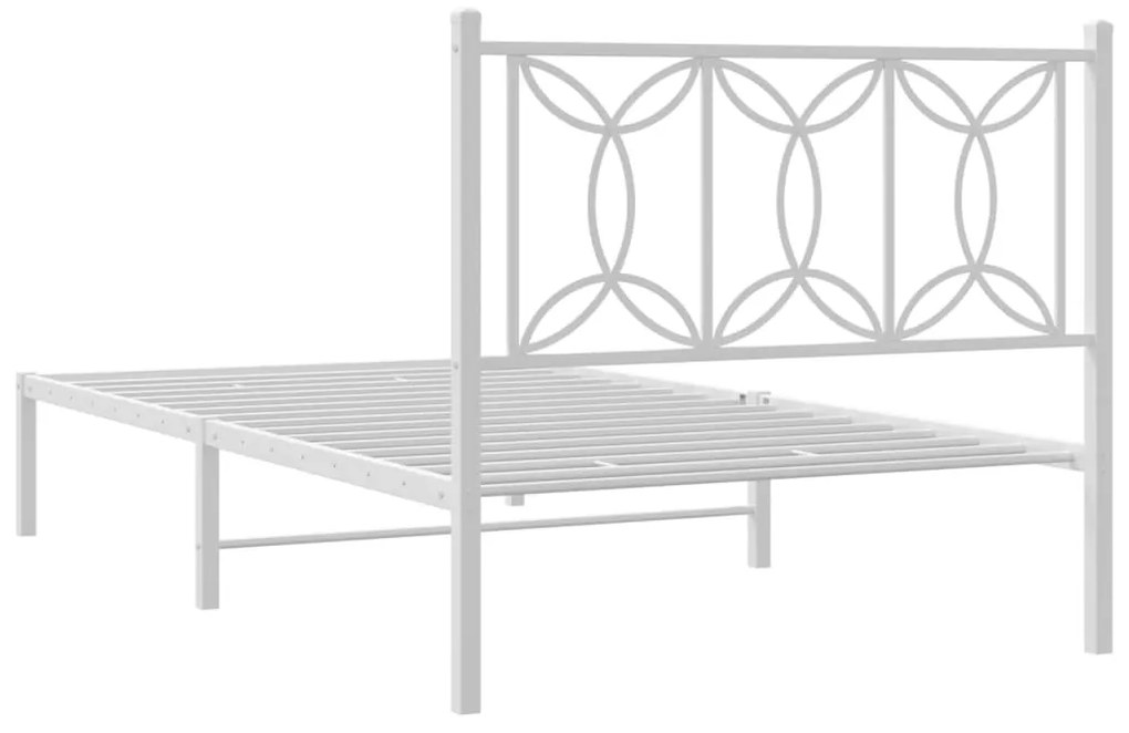 Estrutura de cama com cabeceira 100x200 cm metal branco