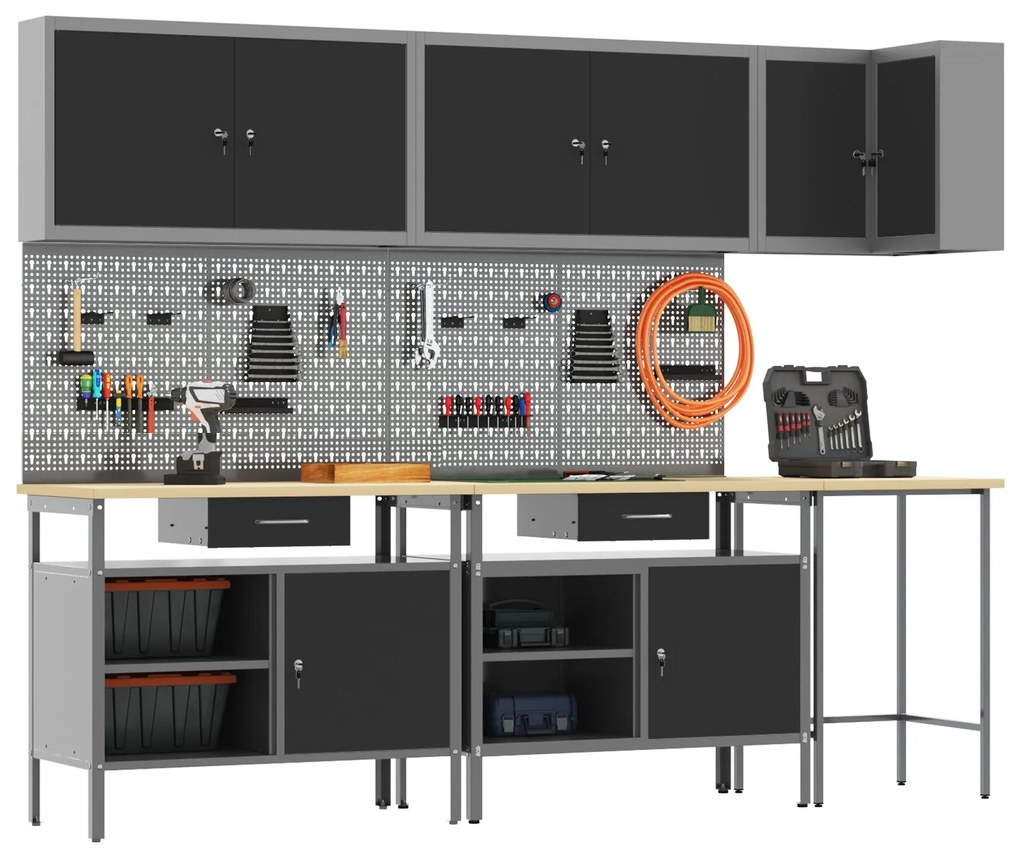 Conjunto de Mesas de Armazenamento de Ferramentas vidaXL com 10 Peças