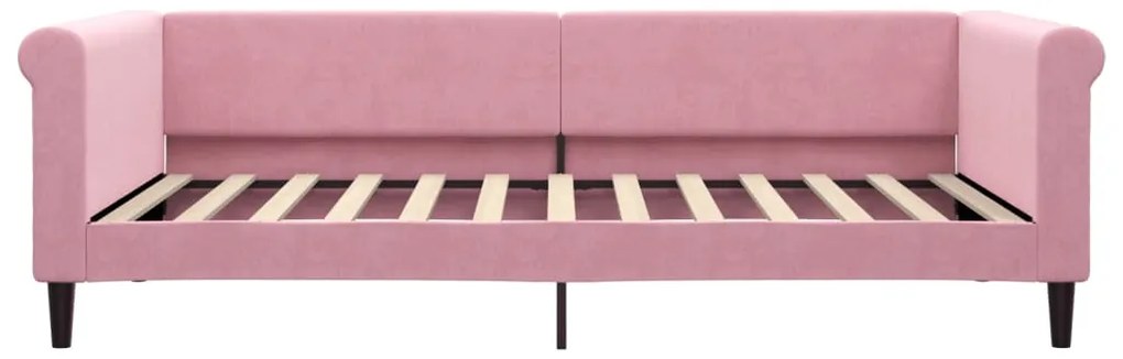 Sofá-cama com colchão 100x200 cm veludo rosa