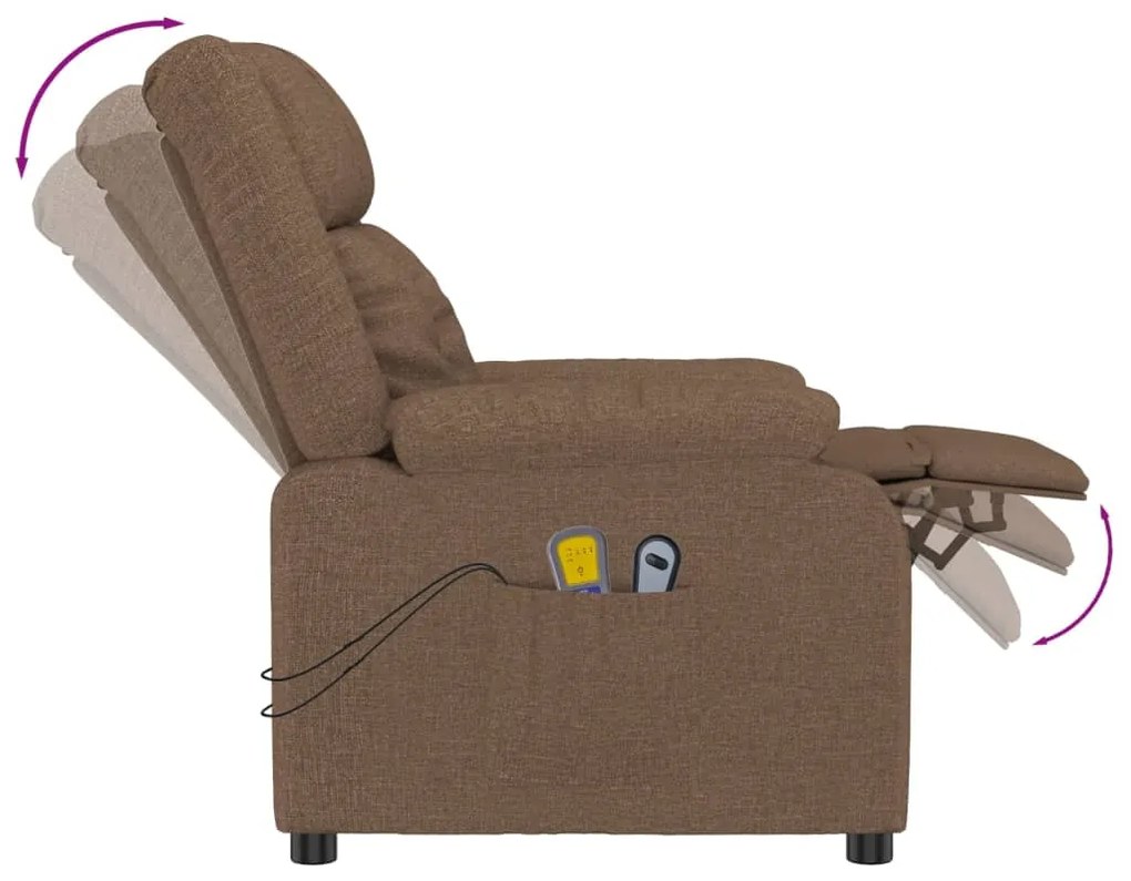Poltrona de massagens elétrica reclinável tecido castanho