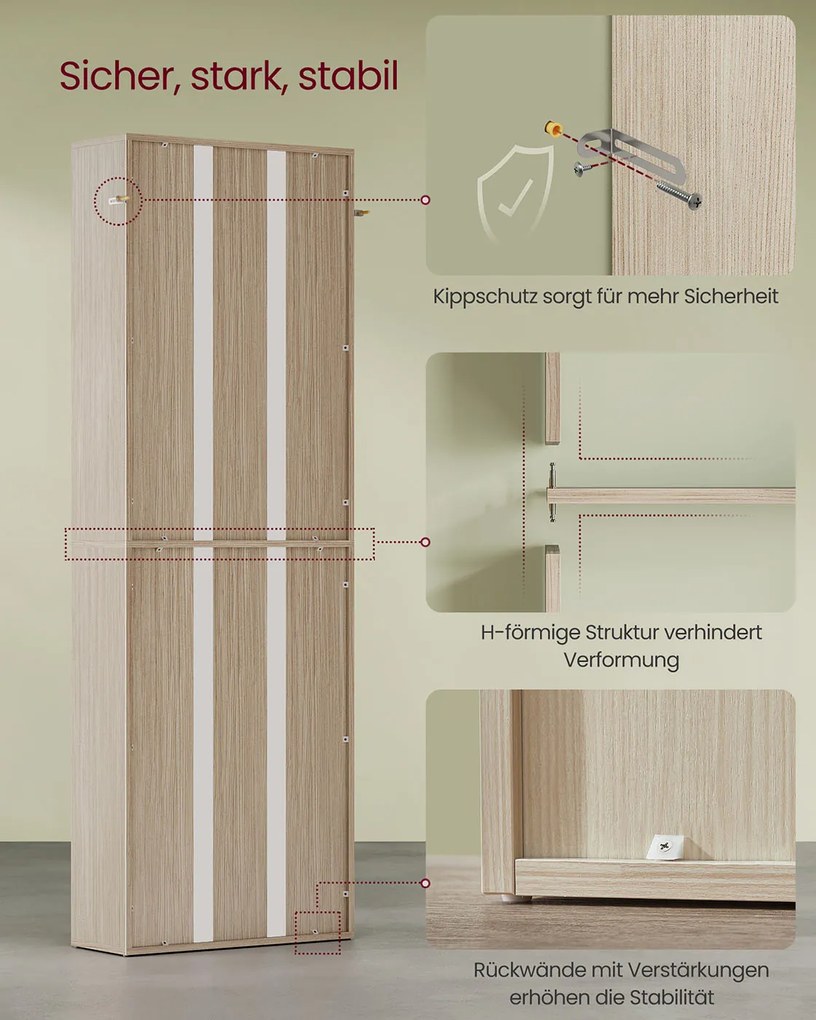 Estante de 6 prateleiras 24 x 60 x 178,5 cm bege natural