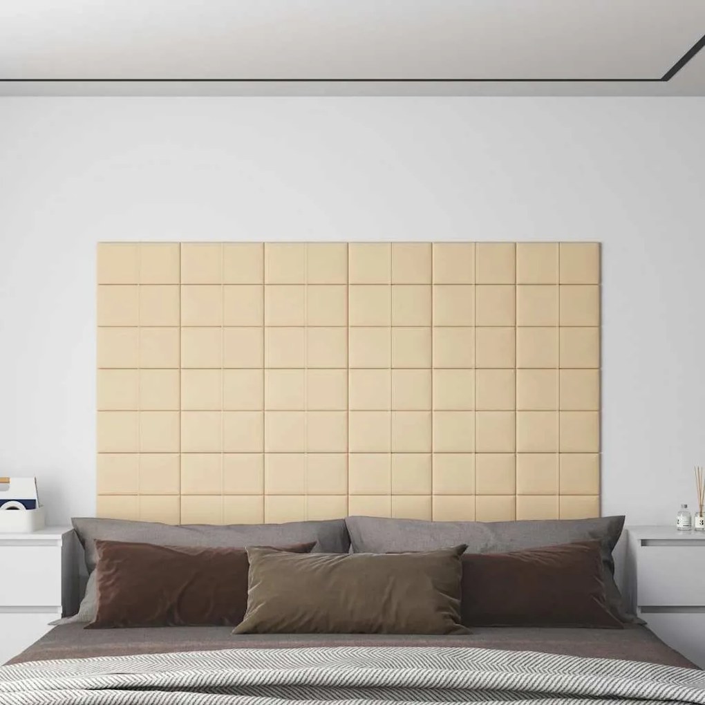 vidaXL Painel de parede 12 pcs 30x15 cm tecido 0,54 m² cor creme
