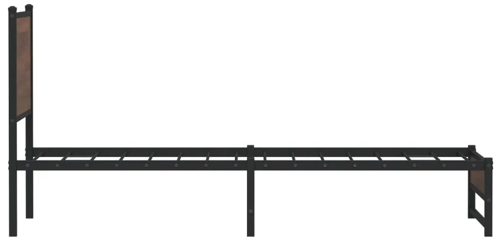 Estrutura de cama sem colchão 90x200 cm metal carvalho castanho