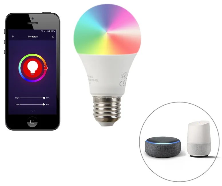 LED Candeeiro de parede moderno inteligente preto IP65 com Wi-Fi A60 - Houks Moderno