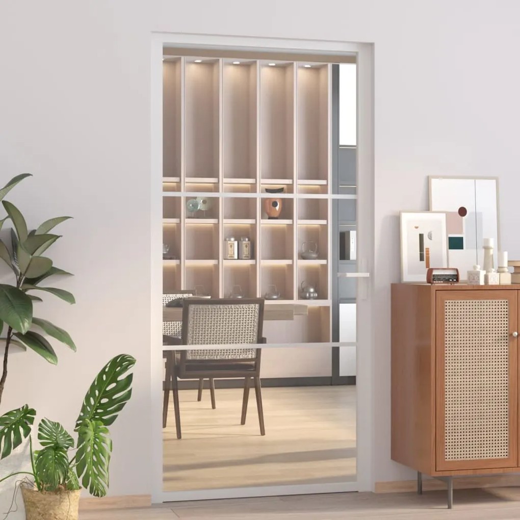 350571 vidaXL Porta de interior 102,5x201,5 cm vidro ESG e alumínio branco