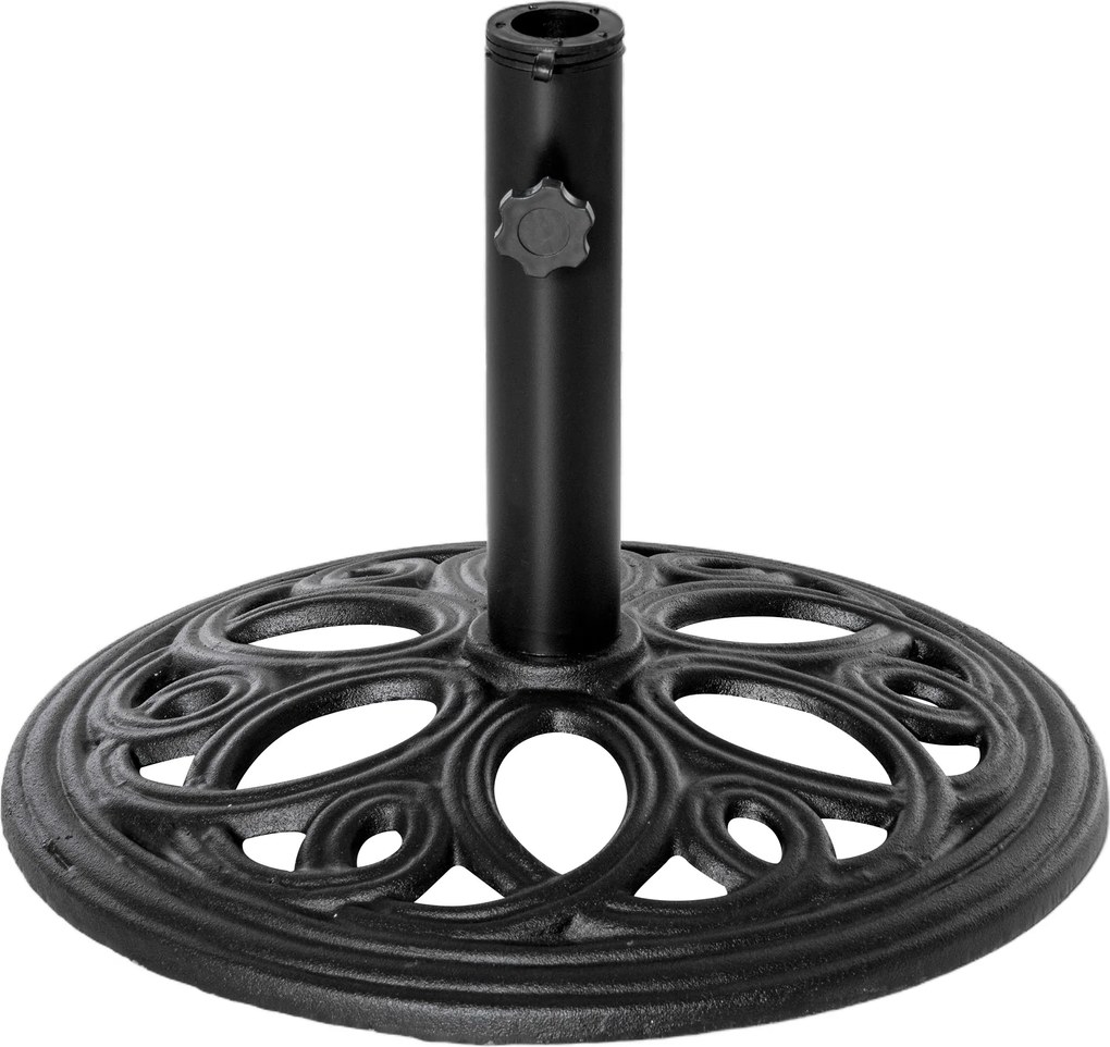 Outsunny Pé redondo de guarda-sol em ferro fundido 11,5 kg, para mastros de Ø 38 e 48 mm, para jardim pátio terraço, Ø 45 x 33,5 cm, preto | Aosom Portugal