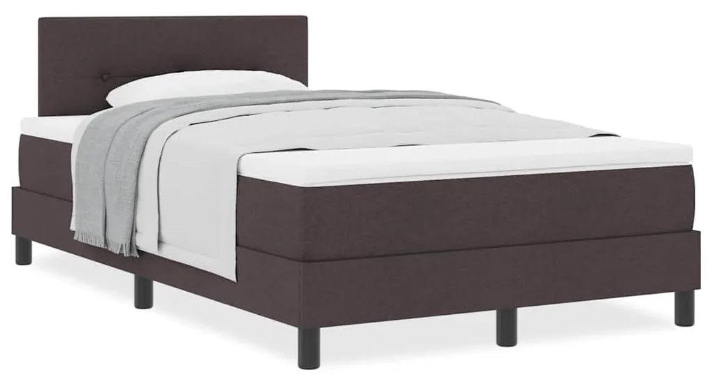Camas Box com Colchão Castanho Escuro 120x190 cm Tecido