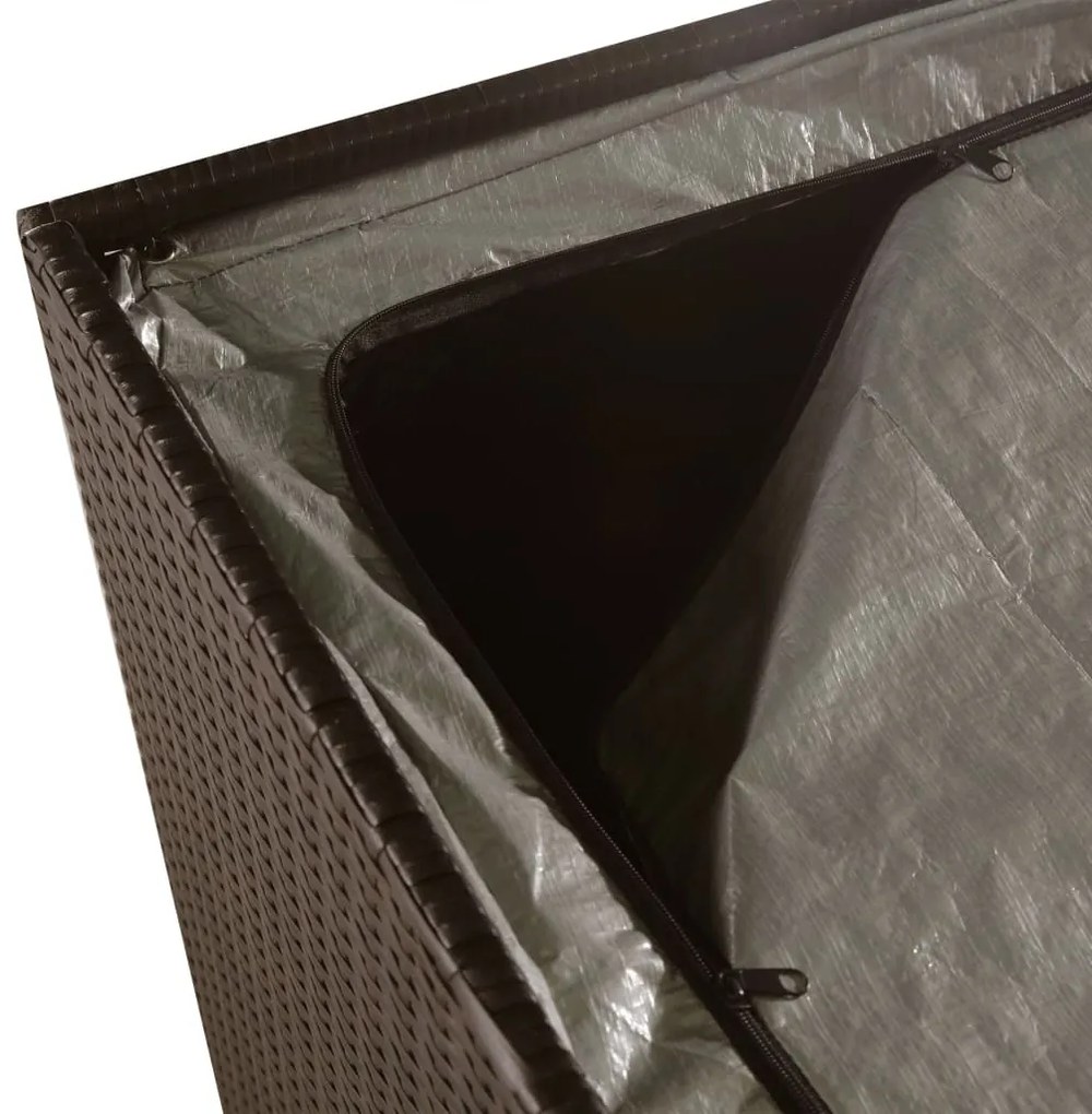 Caixa de arrumação para jardim 150x100x100 cm vime PE castanho